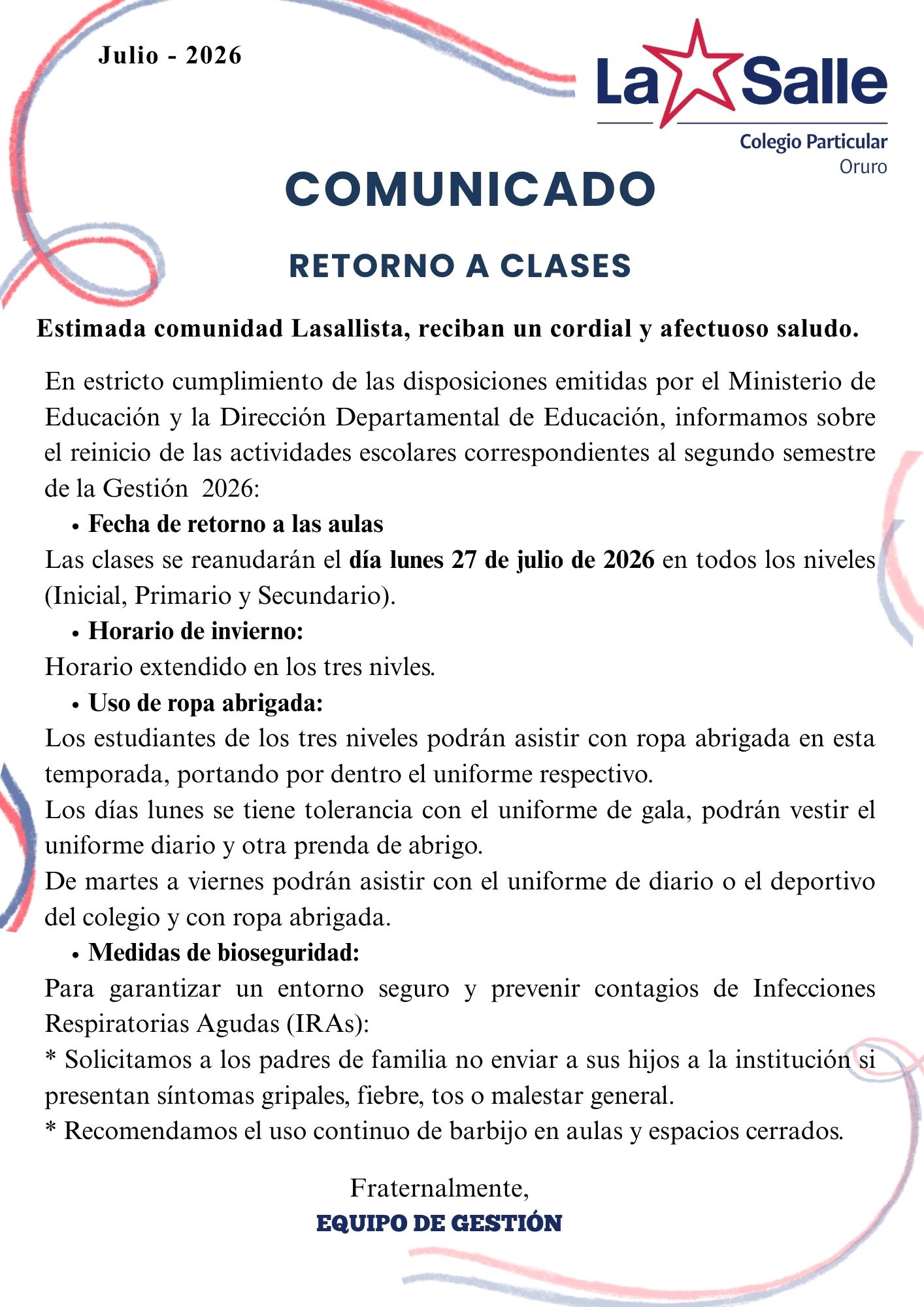 Imagen del comunicado
