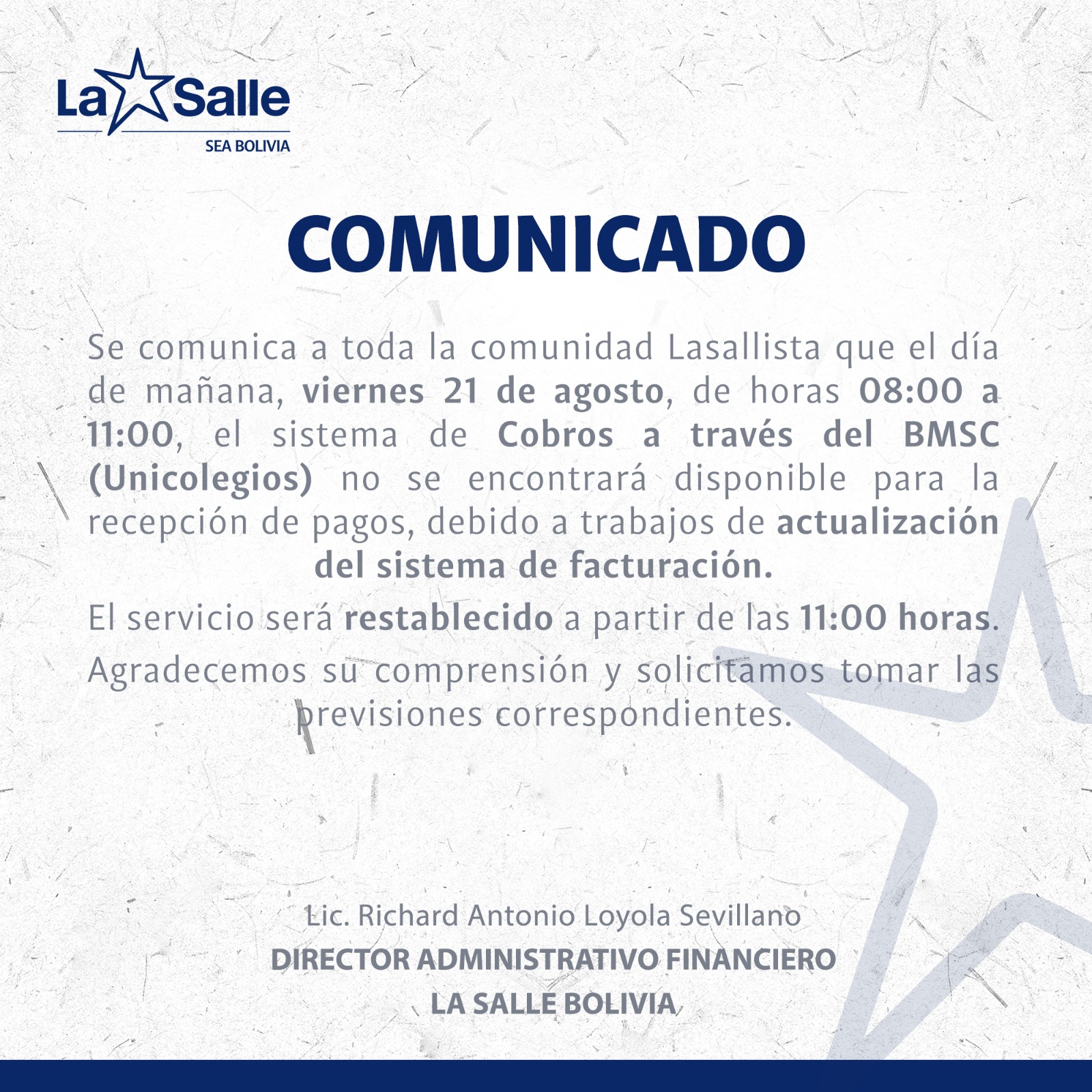 Imagen del comunicado