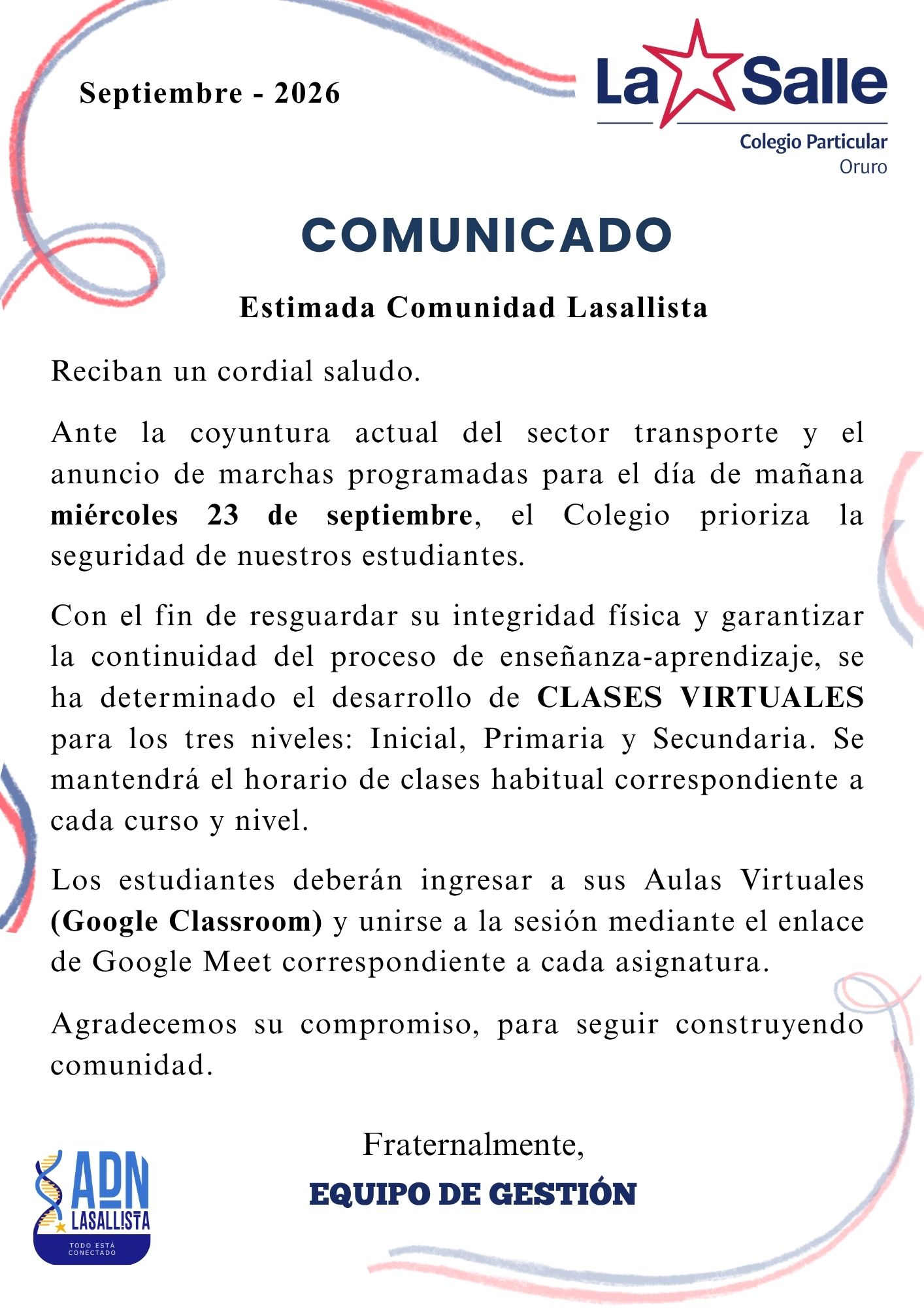 Imagen del comunicado